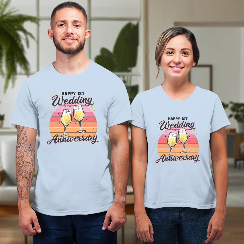 Cheer Happy Wedding Anniversary - Personalized Gifts For Couples - Unisex T-Shirt