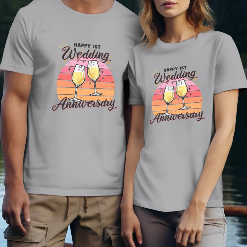 Cheer Happy Wedding Anniversary - Personalized Gifts For Couples - Unisex T-Shirt