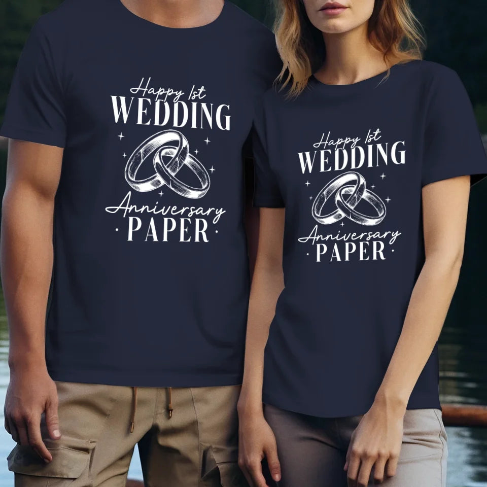 Happy Wedding Anniversary Paper - Personalized Gifts For Couples - Unisex T-Shirt