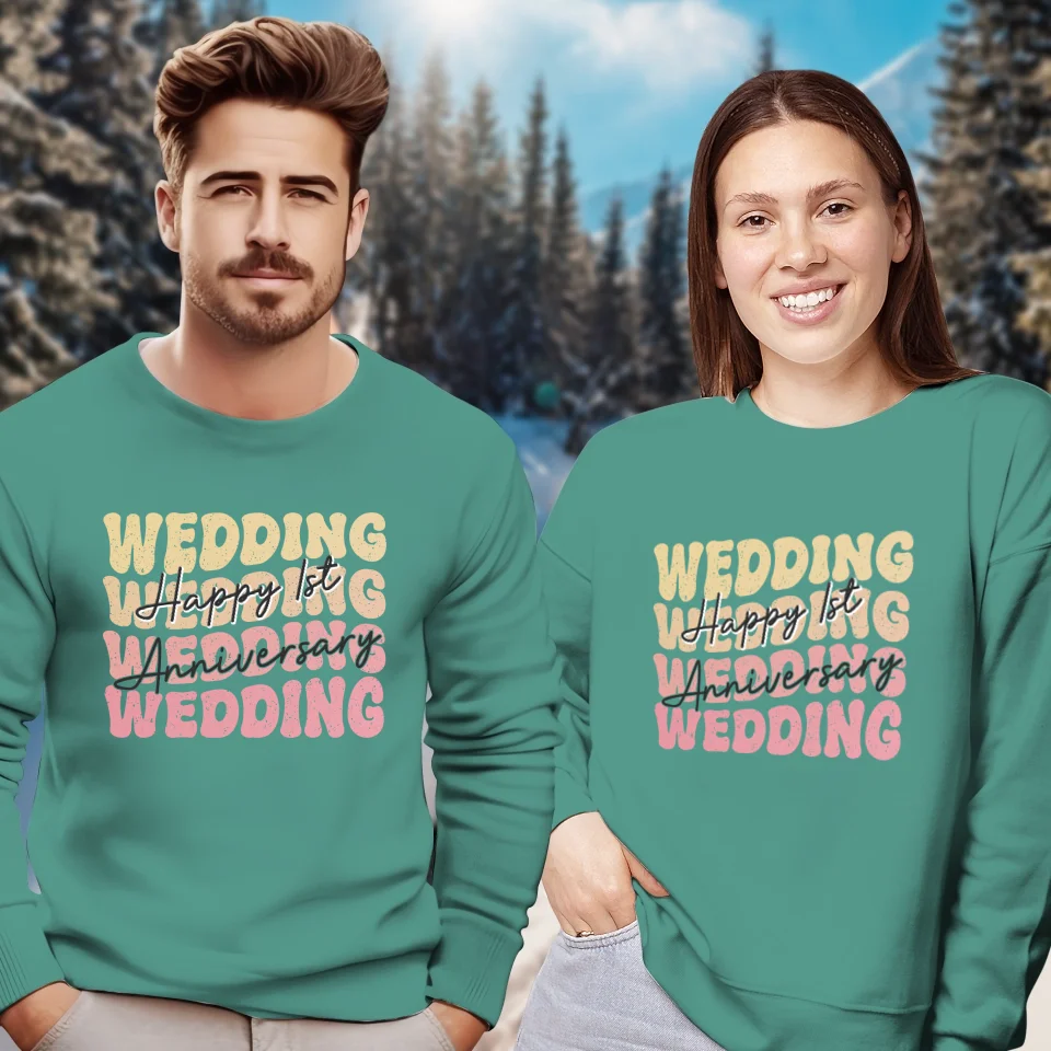 Happy Wedding Anniversary Groovy - Personalized Gifts For Couples - Unisex Sweater