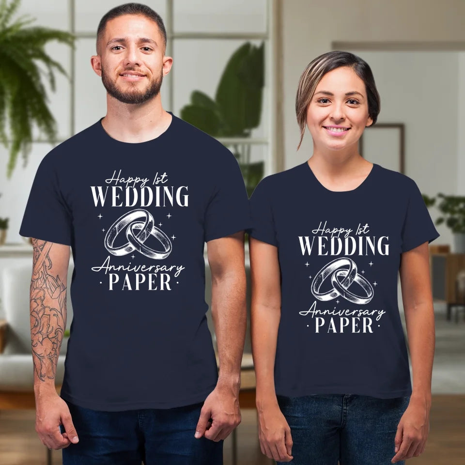 Happy Wedding Anniversary Paper - Personalized Gifts For Couples - Unisex T-Shirt