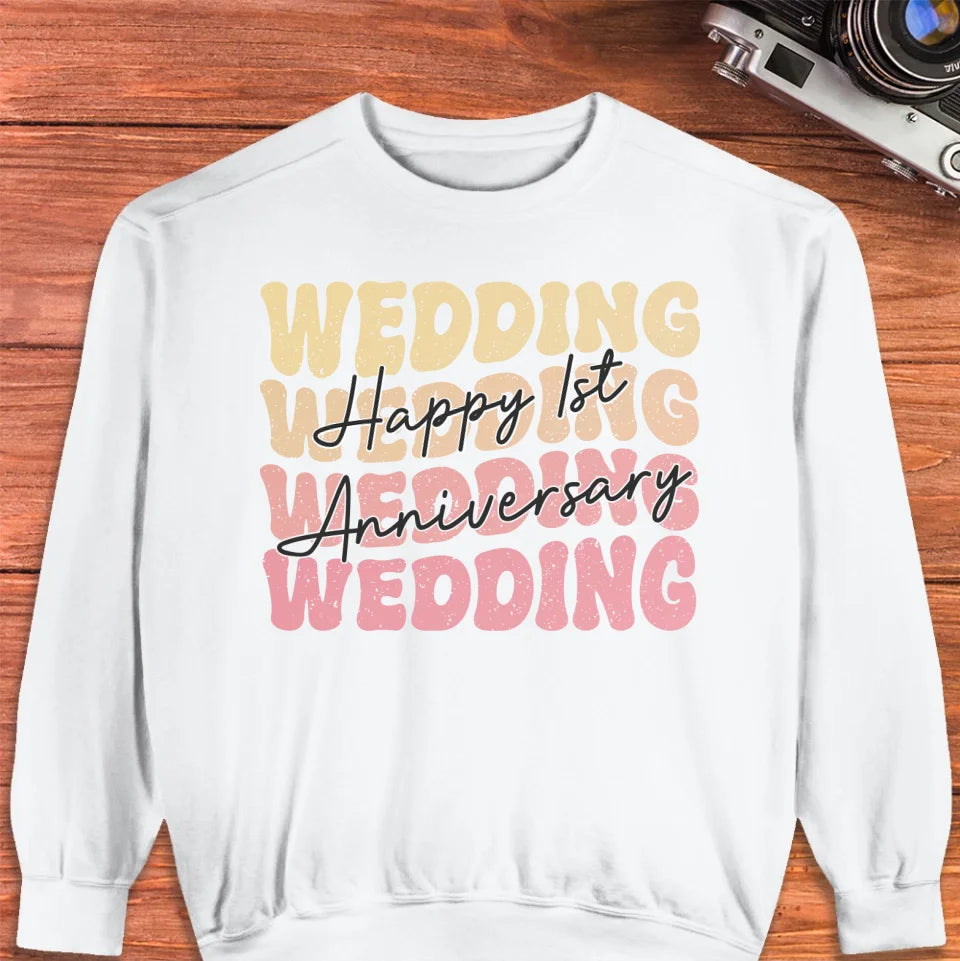 Happy Wedding Anniversary Groovy - Personalized Gifts For Couples - Unisex Sweater