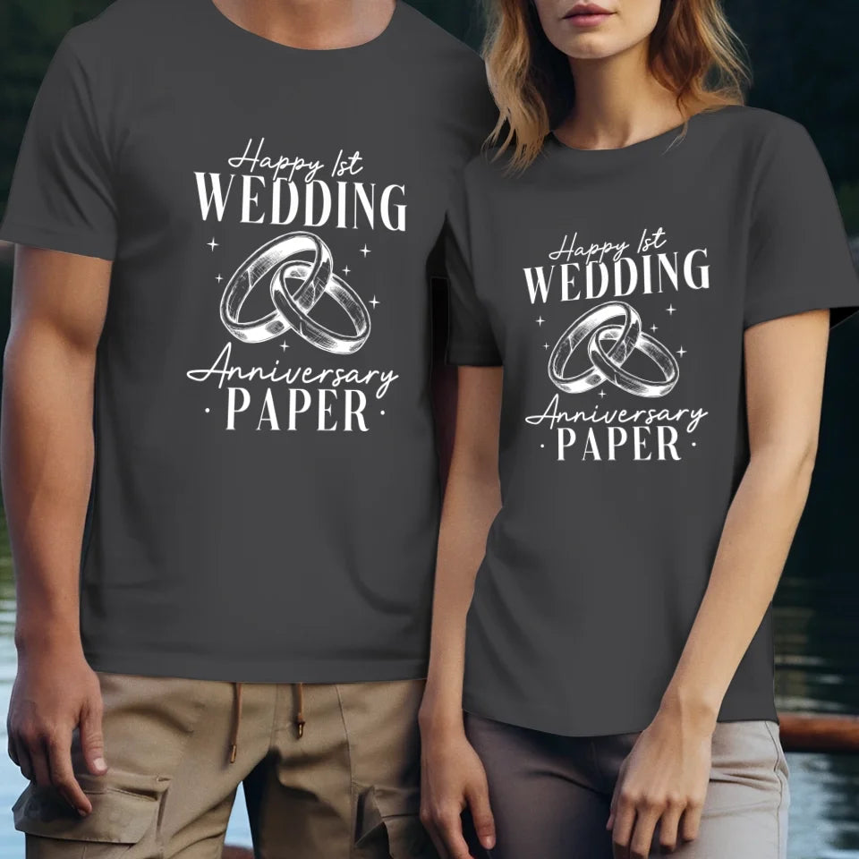 Happy Wedding Anniversary Paper - Personalized Gifts For Couples - Unisex T-Shirt