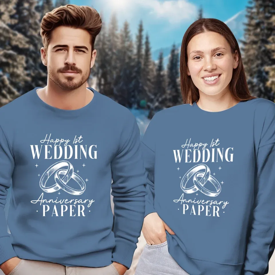 Happy Wedding Anniversary Paper - Personalized Gifts For Couples - Unisex Sweater