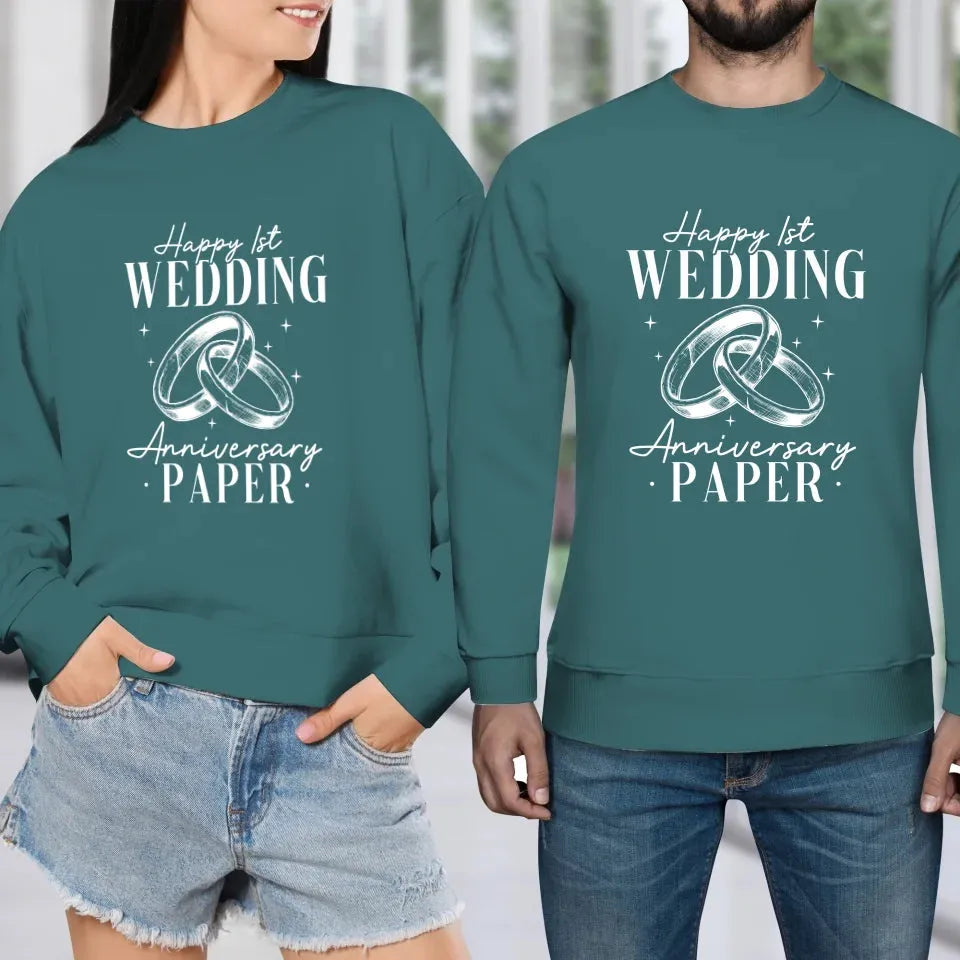 Happy Wedding Anniversary Paper - Personalized Gifts For Couples - Unisex Sweater