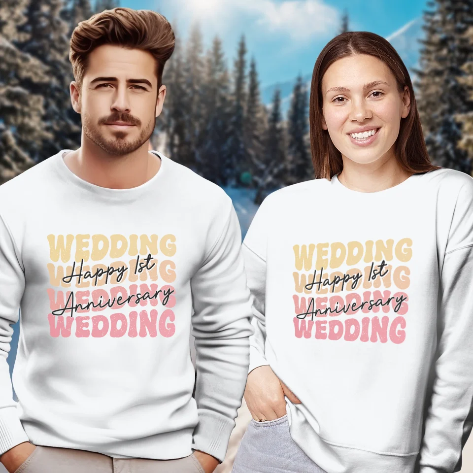 Happy Wedding Anniversary Groovy - Personalized Gifts For Couples - Unisex Sweater