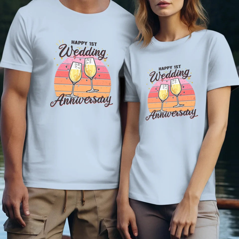 Cheer Happy Wedding Anniversary - Personalized Gifts For Couples - Unisex T-Shirt