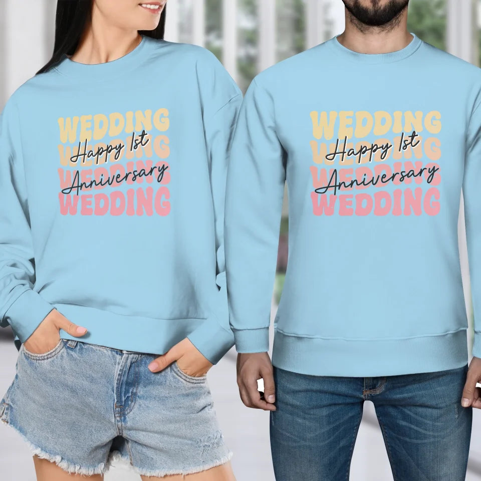 Happy Wedding Anniversary Groovy - Personalized Gifts For Couples - Unisex Sweater