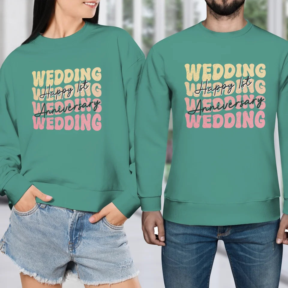 Happy Wedding Anniversary Groovy - Personalized Gifts For Couples - Unisex Sweater