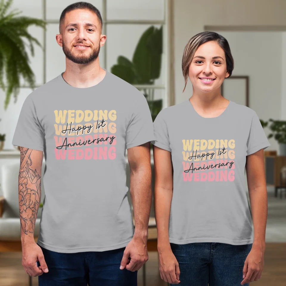 Happy Wedding Anniversary Groovy - Personalized Gifts For Couples - Unisex T-Shirt