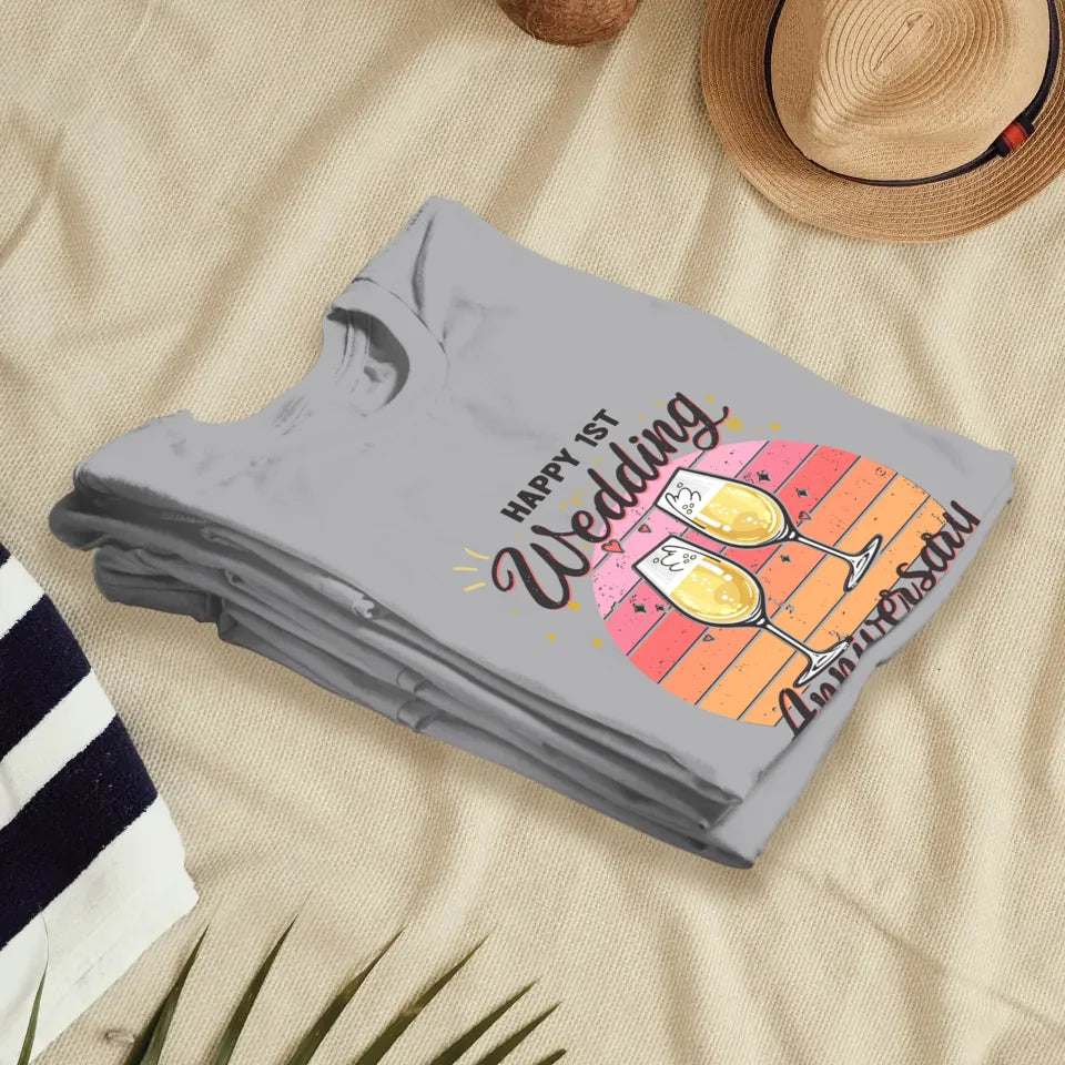 Cheer Happy Wedding Anniversary - Personalized Gifts For Couples - Unisex T-Shirt