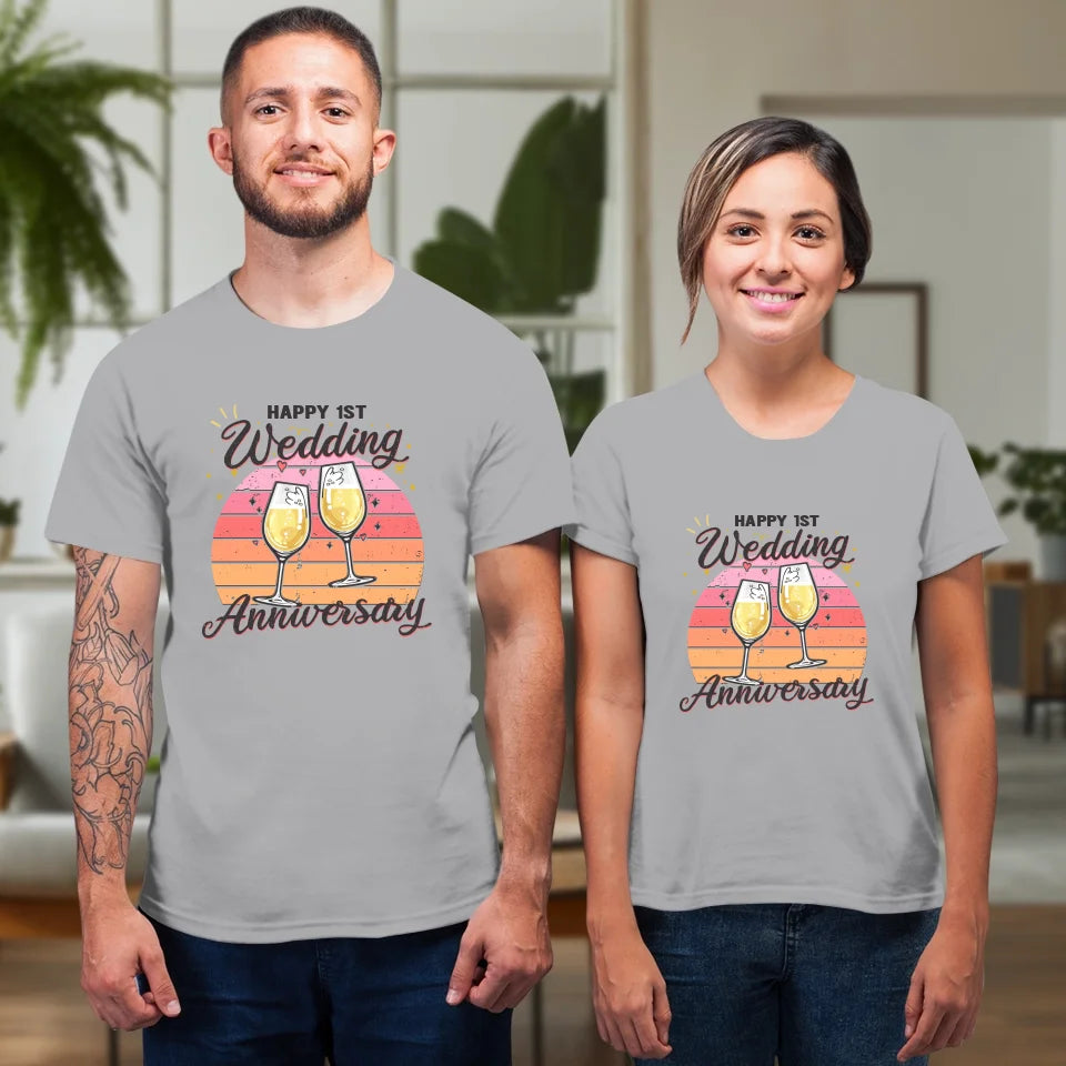 Cheer Happy Wedding Anniversary - Personalized Gifts For Couples - Unisex T-Shirt