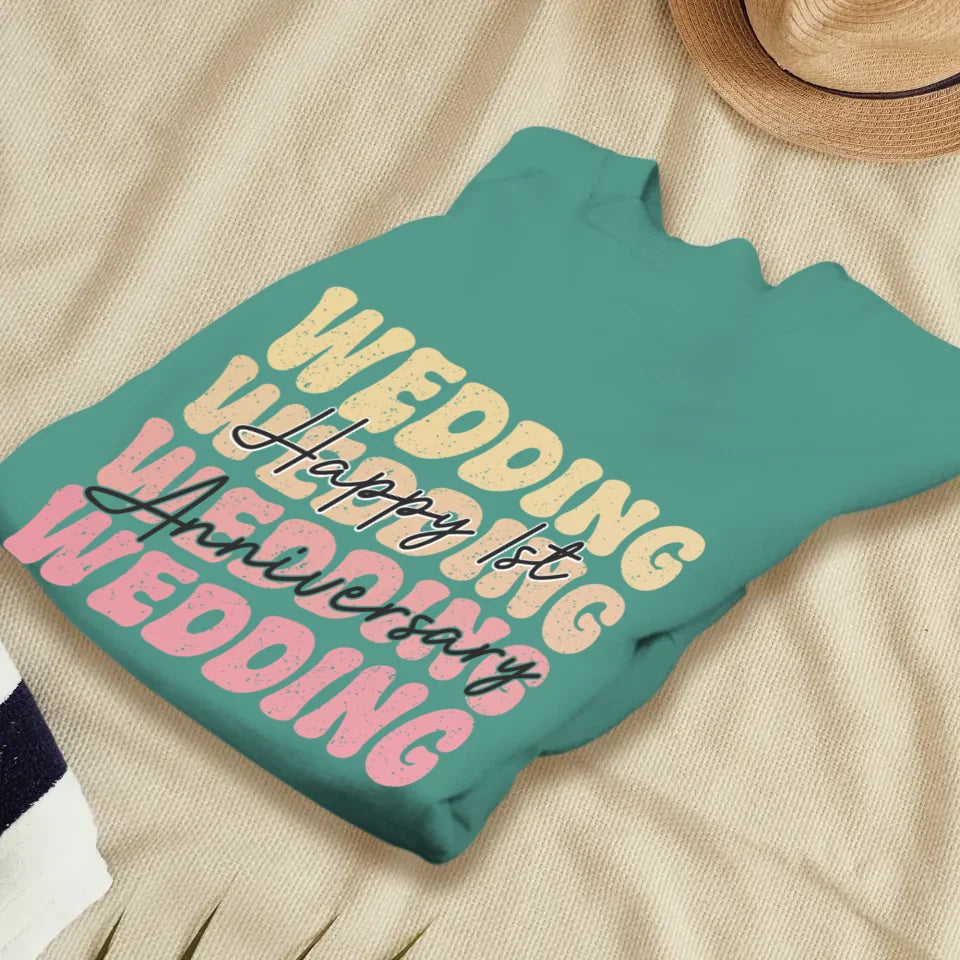 Happy Wedding Anniversary Groovy - Personalized Gifts For Couples - Unisex Sweater