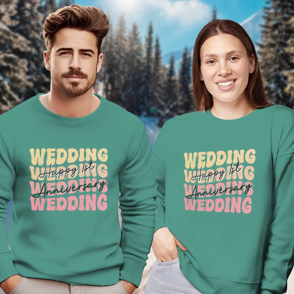 Happy Wedding Anniversary Groovy - Personalized Gifts For Couples - Unisex Sweater