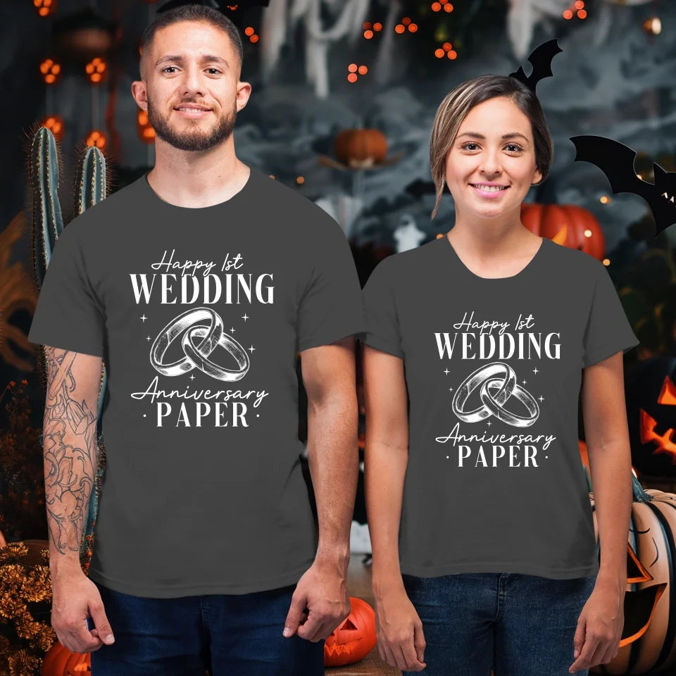 Happy Wedding Anniversary Paper - Personalized Gifts For Couples - Unisex T-Shirt