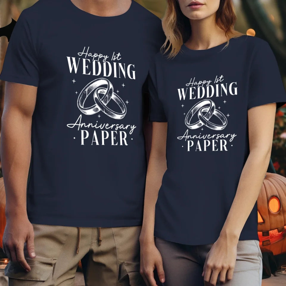 Happy Wedding Anniversary Paper - Personalized Gifts For Couples - Unisex T-Shirt