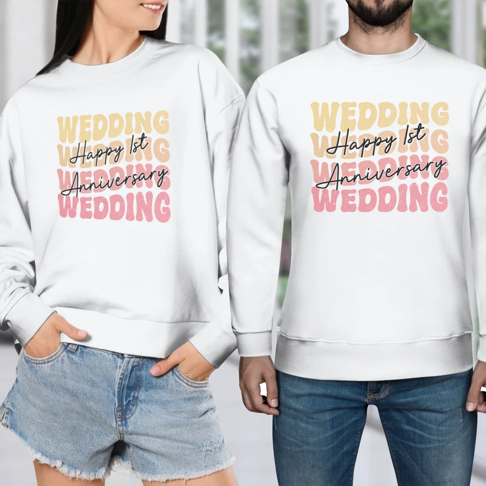 Happy Wedding Anniversary Groovy - Personalized Gifts For Couples - Unisex Sweater