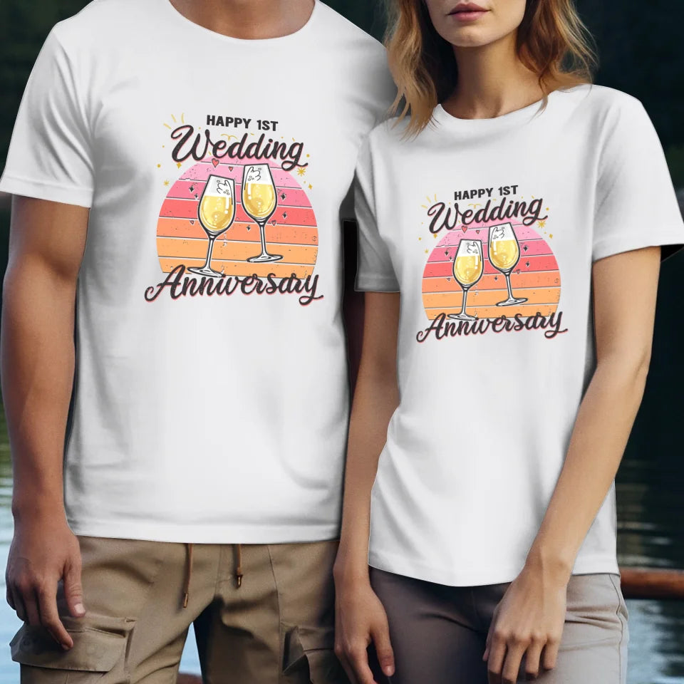 Cheer Happy Wedding Anniversary - Personalized Gifts For Couples - Unisex T-Shirt