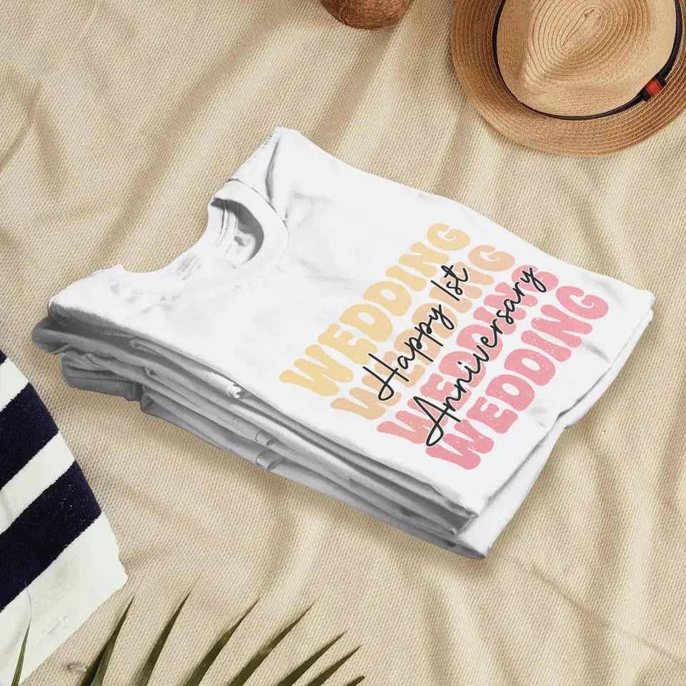 Happy Wedding Anniversary Groovy - Personalized Gifts For Couples - Unisex T-Shirt