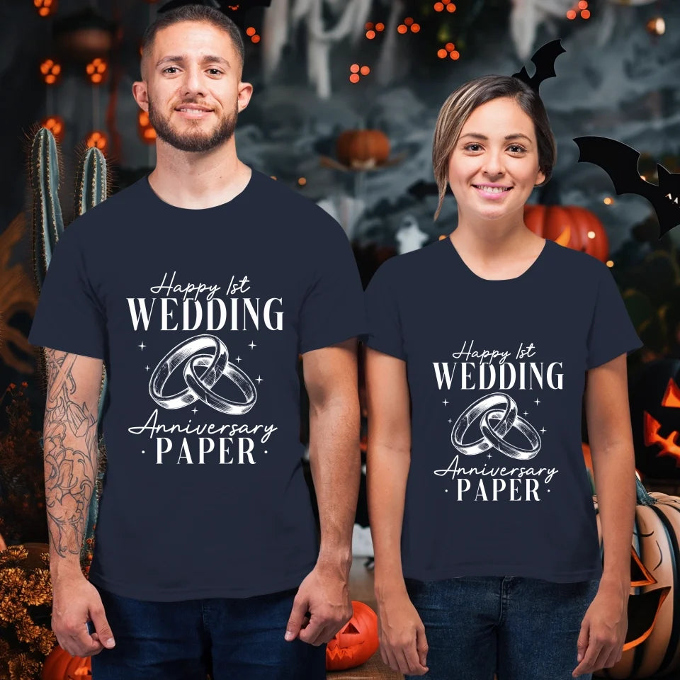 Happy Wedding Anniversary Paper - Personalized Gifts For Couples - Unisex T-Shirt