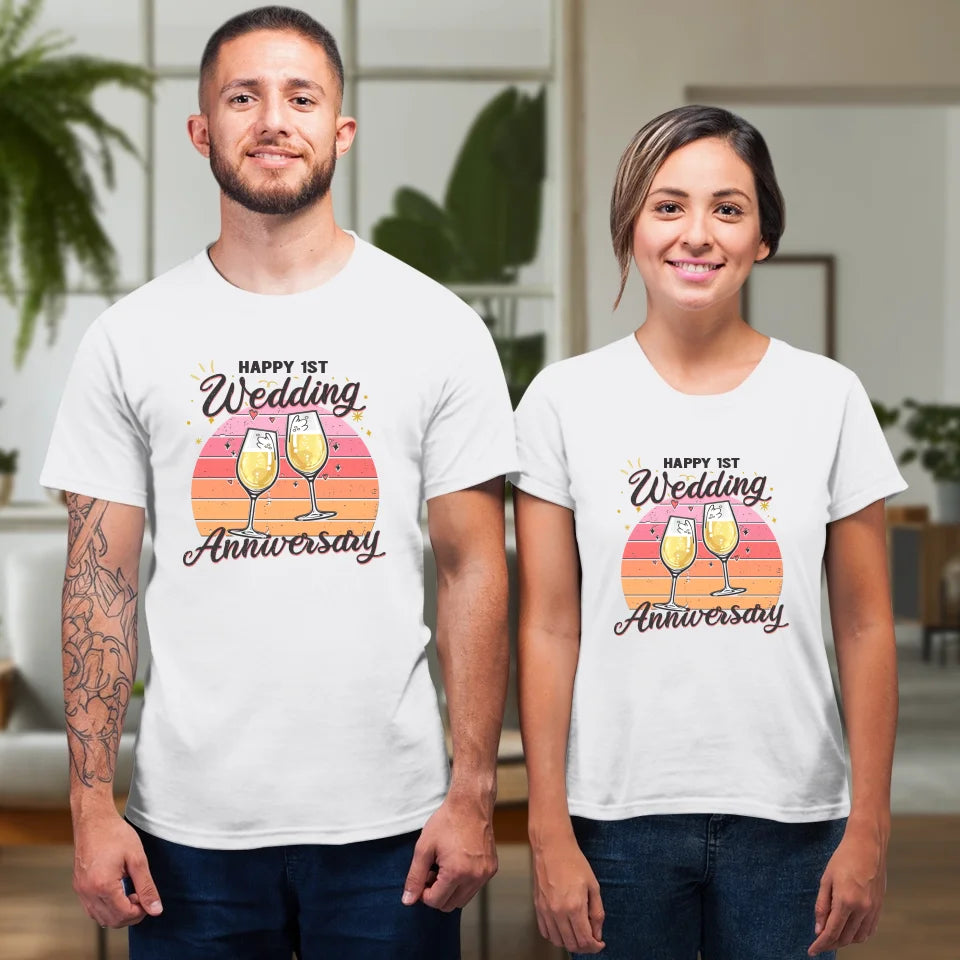 Cheer Happy Wedding Anniversary - Personalized Gifts For Couples - Unisex T-Shirt