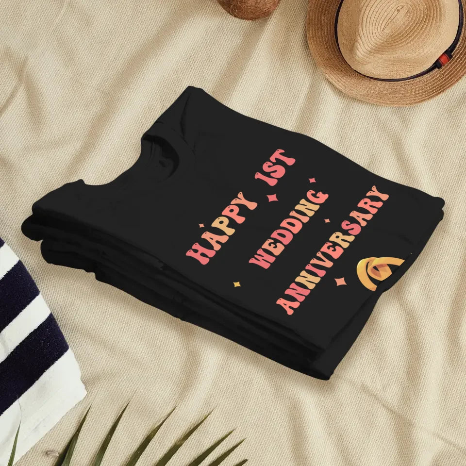 Happy 1st Wedding Anniversary, Vintage Style - Personalized Gifts For Couples - Unisex T-Shirt