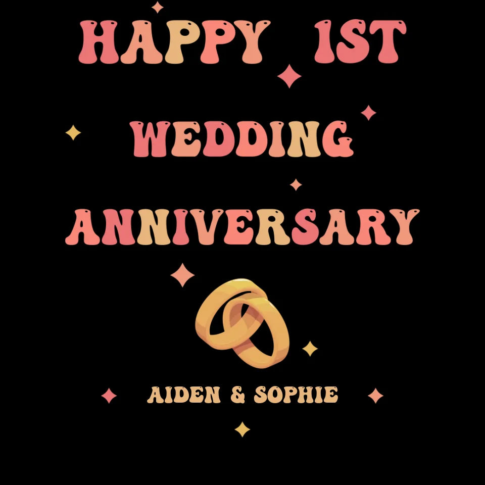 Happy 1st Wedding Anniversary, Vintage Vibe - Personalized Gifts For Couples - Unisex T-Shirt