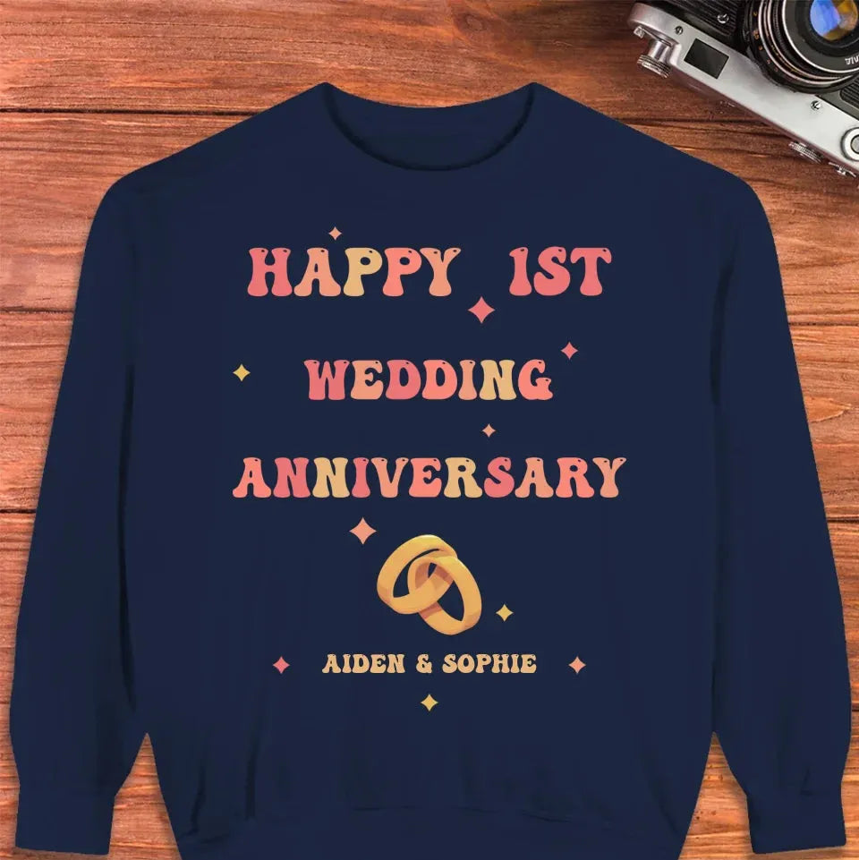 Happy 1st Wedding Anniversary, Vintage Style - Personalized Gifts For Couples - Unisex Sweater