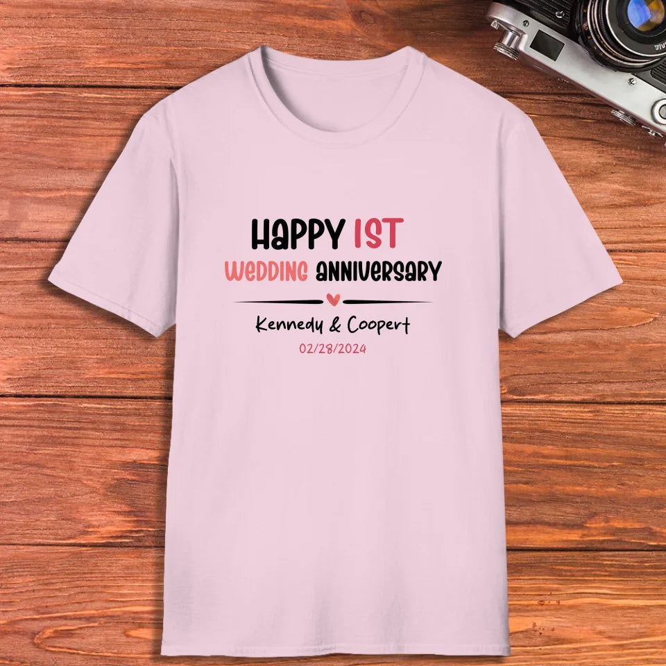 Happy 1st Wedding Anniversary For Lover - Personalized Gifts For Couples - Unisex T-Shirt