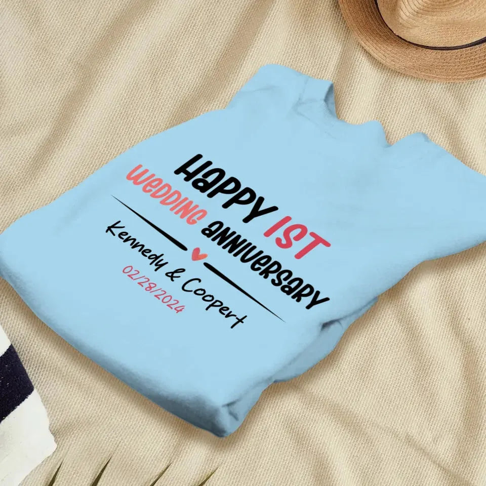 Happy 1st Wedding Anniversary For Lover - Personalized Gifts For Couples - Unisex Sweater