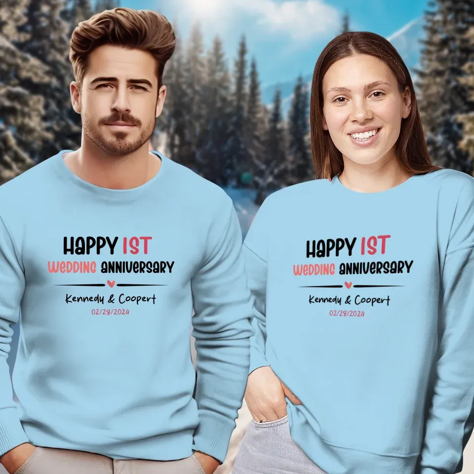 Happy 1st Wedding Anniversary For Lover - Personalized Gifts For Couples - Unisex Sweater