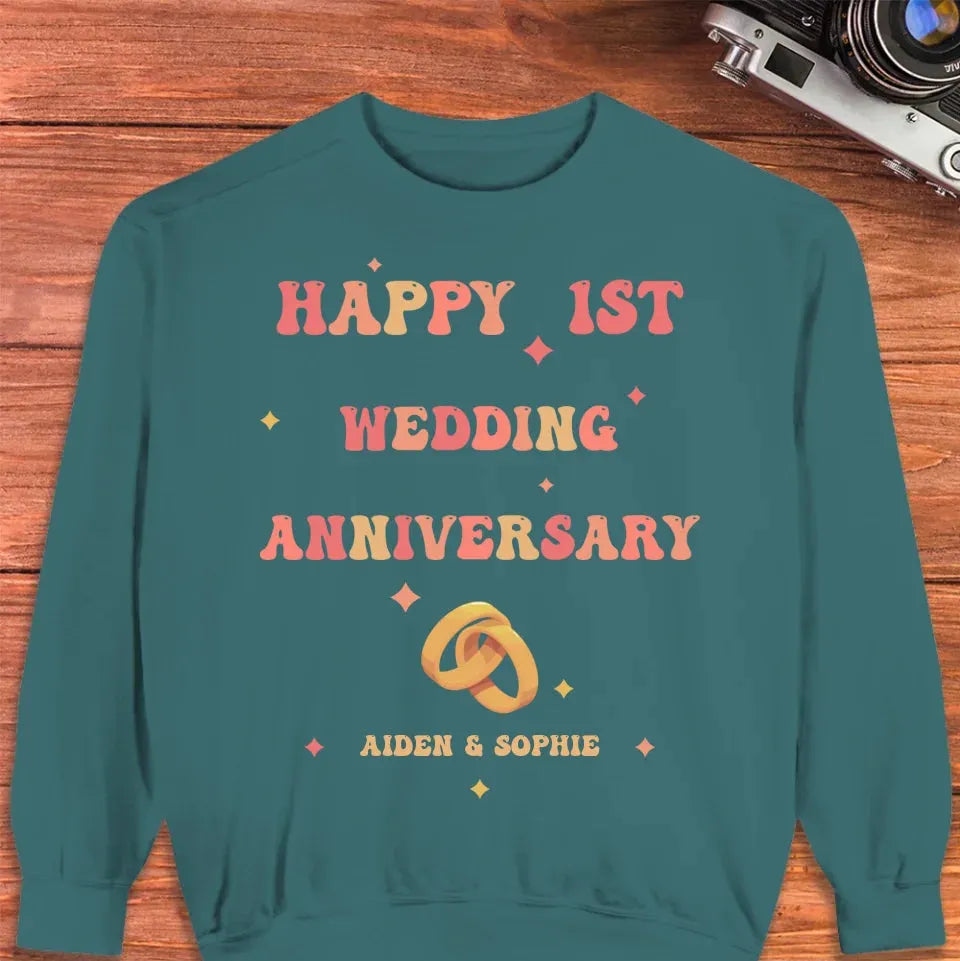 Happy 1st Wedding Anniversary, Vintage Style - Personalized Gifts For Couples - Unisex Sweater