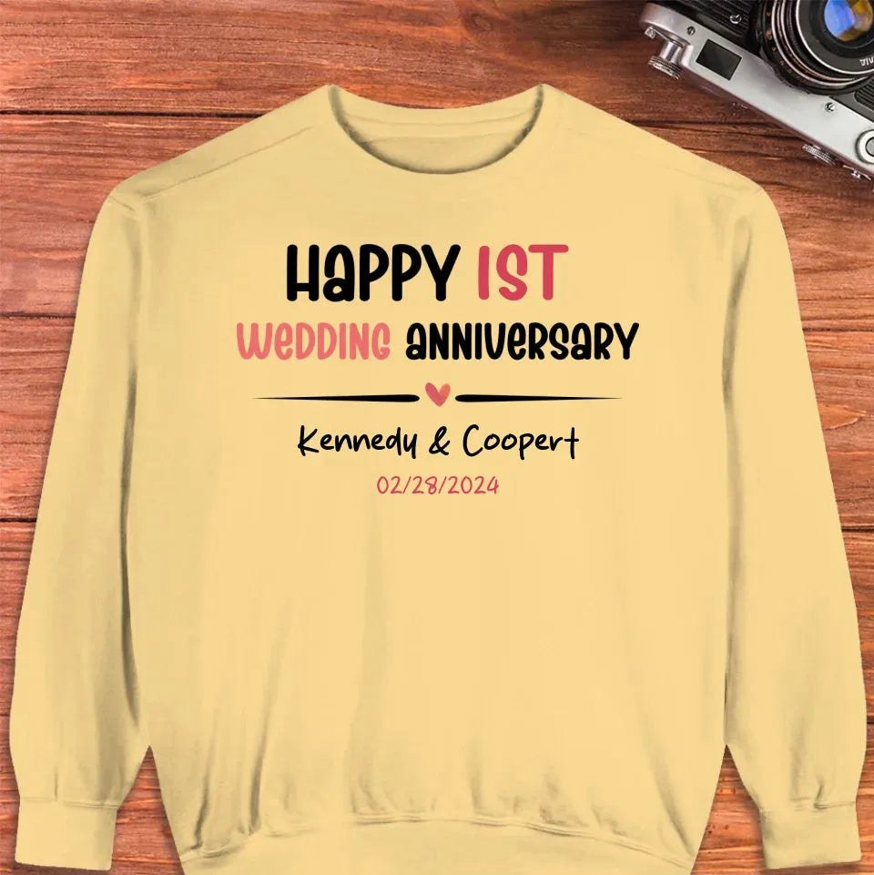 Happy 1st Wedding Anniversary For Lover - Personalized Gifts For Couples - Unisex Sweater