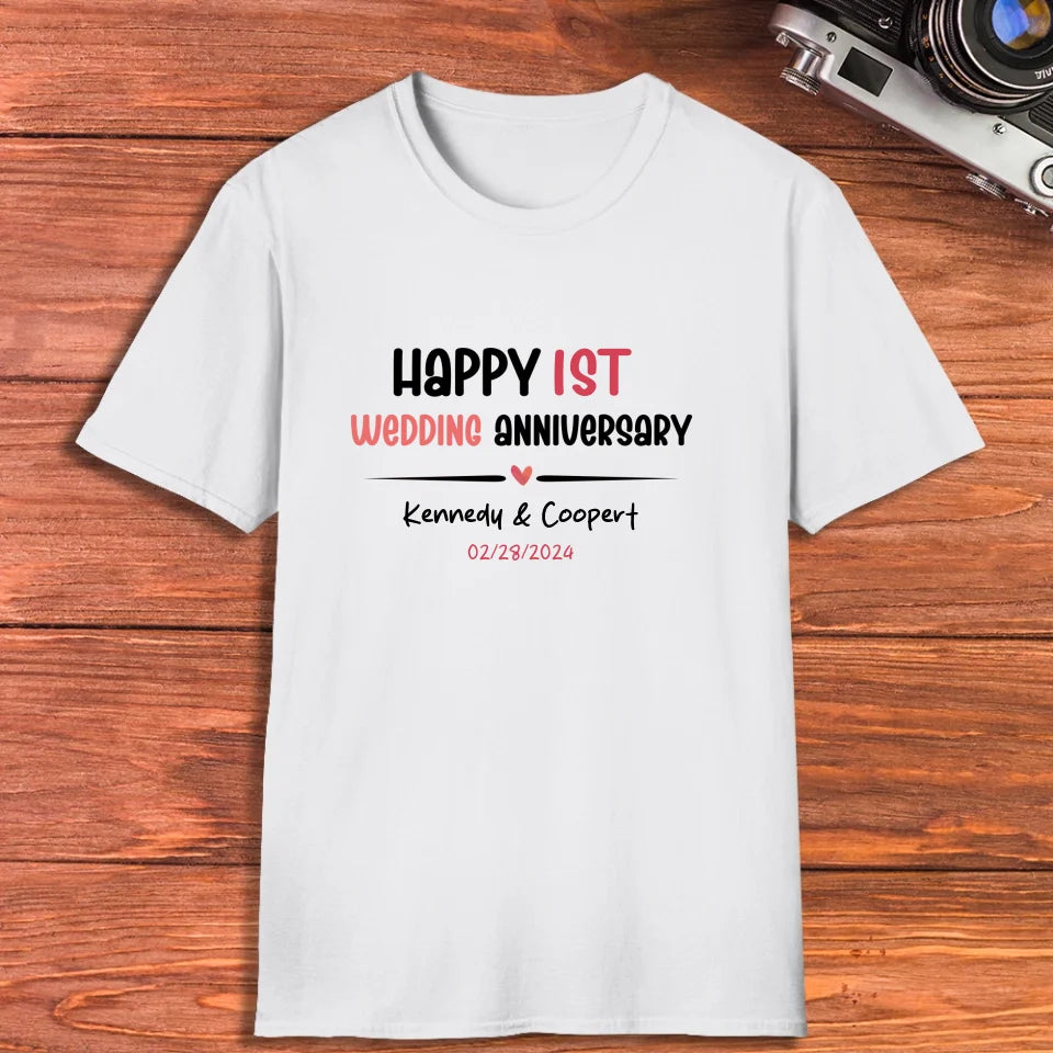 Happy 1st Wedding Anniversary For Lover - Personalized Gifts For Couples - Unisex T-Shirt