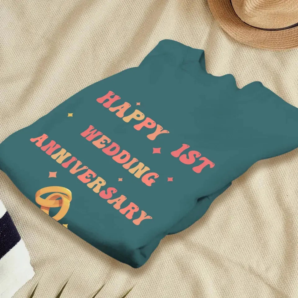 Happy 1st Wedding Anniversary, Vintage Style - Personalized Gifts For Couples - Unisex Sweater