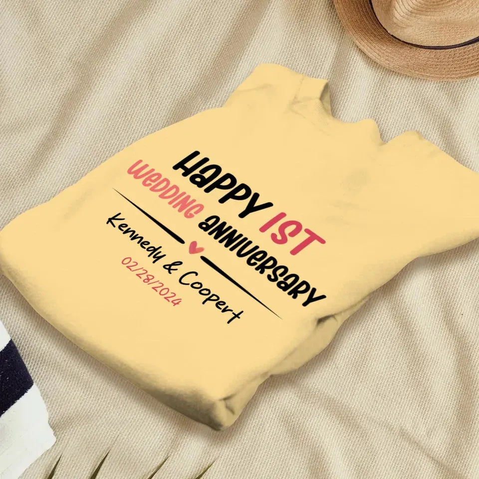 Happy 1st Wedding Anniversary For Lover - Personalized Gifts For Couples - Unisex Sweater