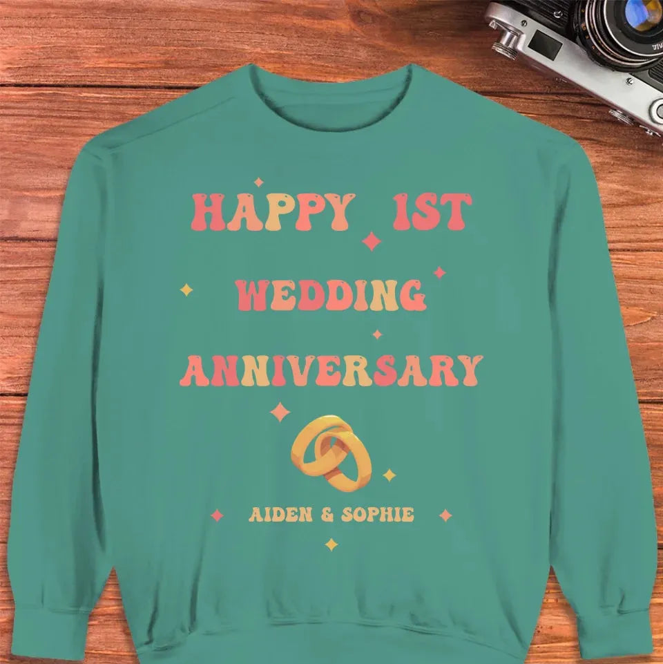 Happy 1st Wedding Anniversary, Vintage Vibe - Personalized Gifts For Couples - Unisex Sweater