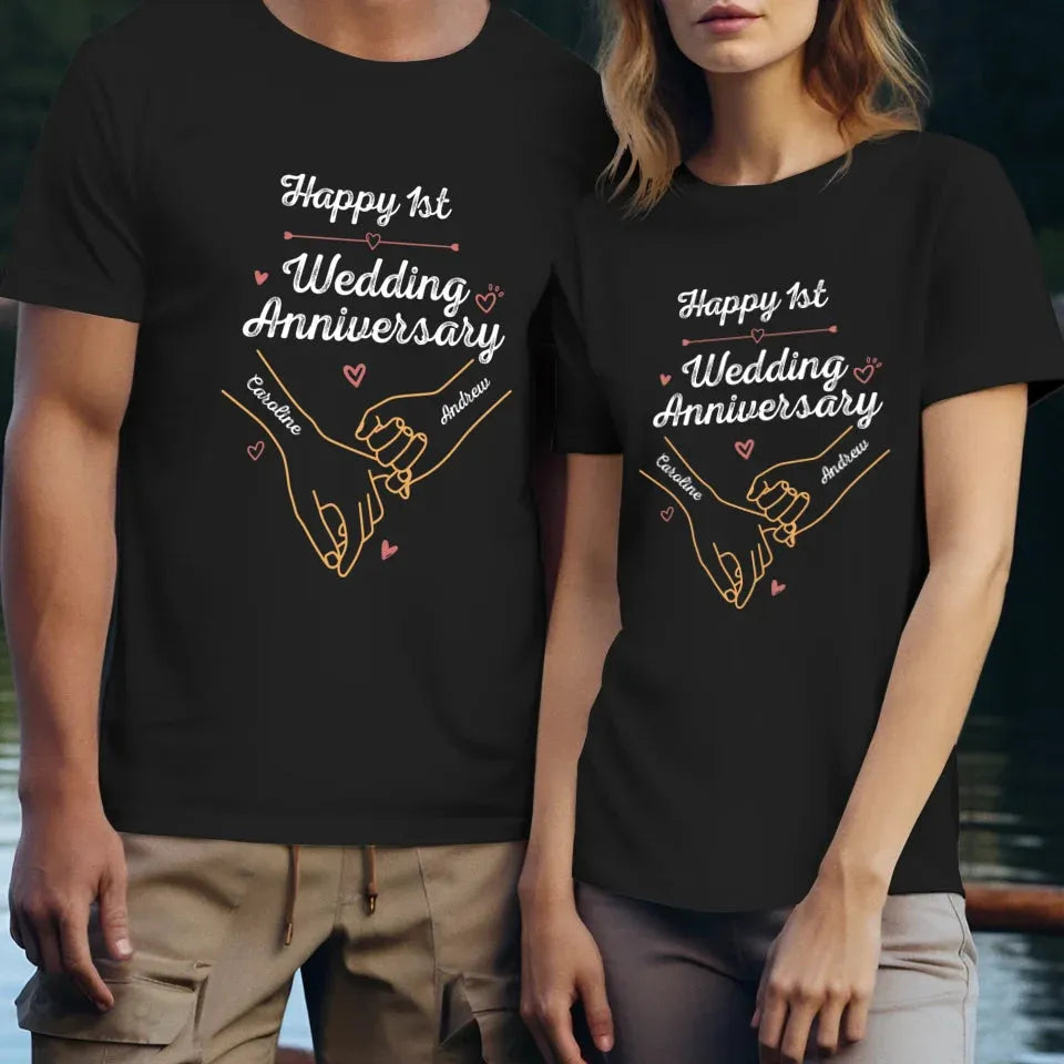 Happy 1st Wedding Anniversary, Old Style - Personalized Gifts For Couples - Unisex T-Shirt