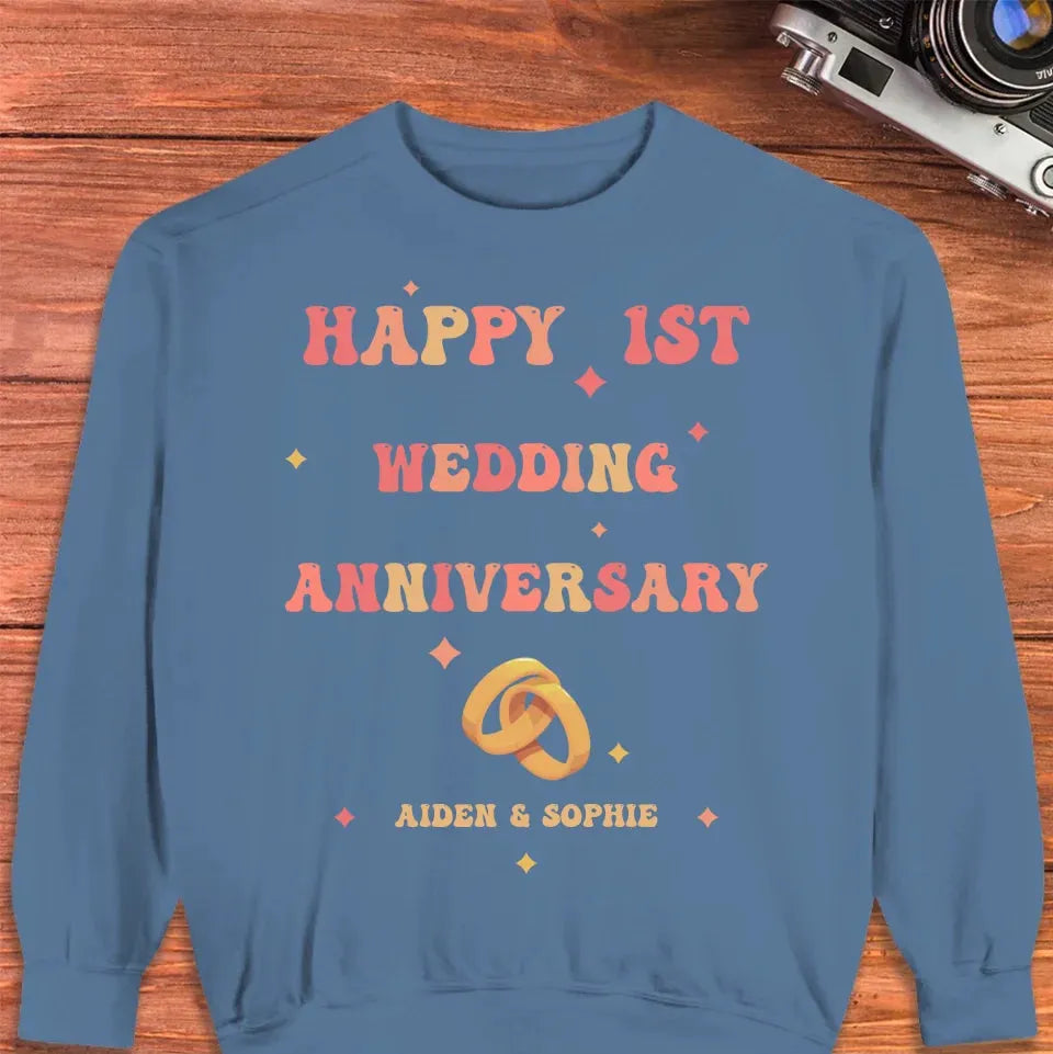 Happy 1st Wedding Anniversary, Vintage Style - Personalized Gifts For Couples - Unisex Sweater