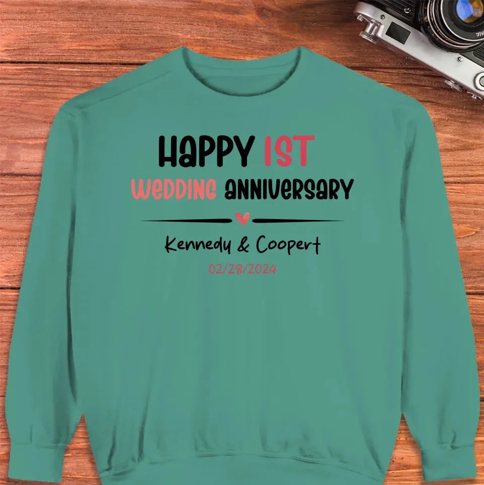 Happy 1st Wedding Anniversary For Lover - Personalized Gifts For Couples - Unisex Sweater