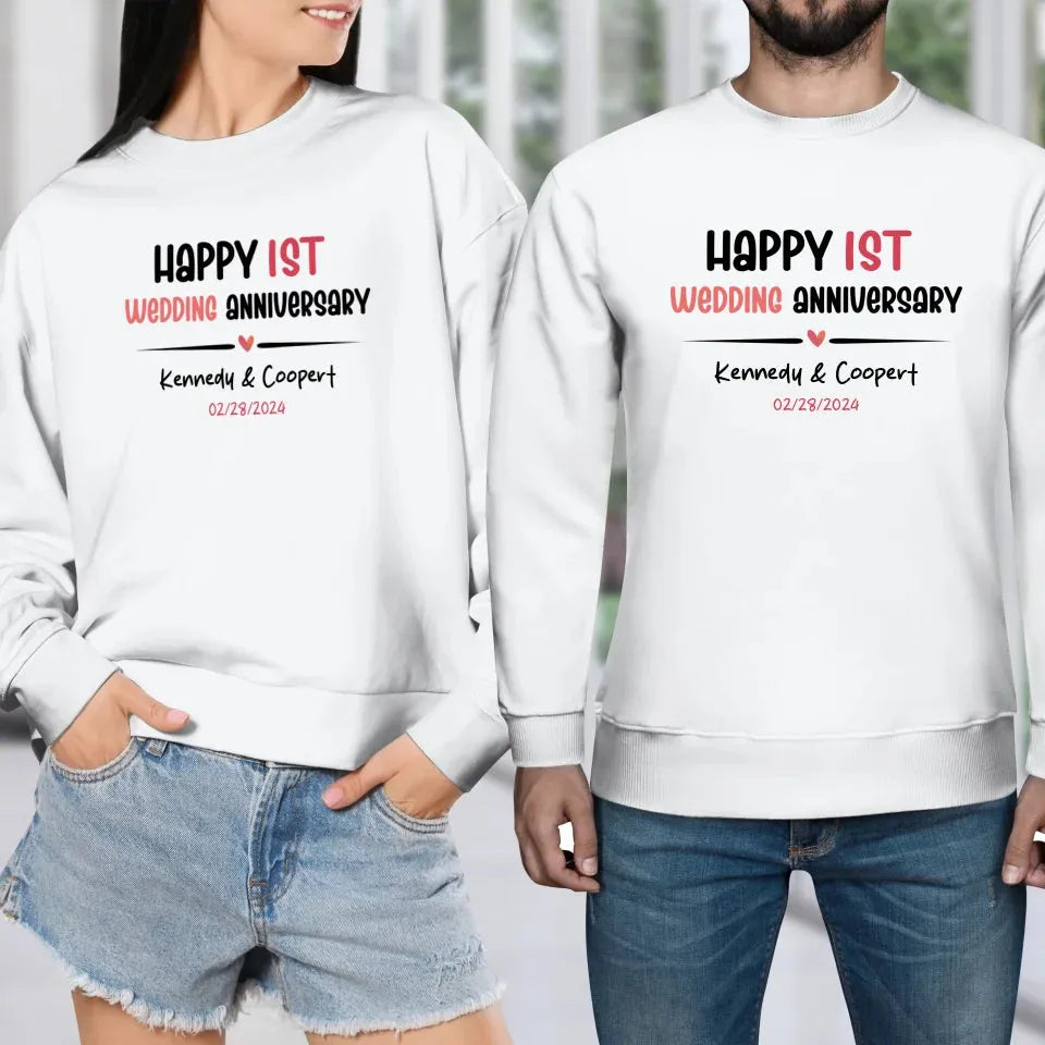 Happy 1st Wedding Anniversary For Lover - Personalized Gifts For Couples - Unisex Sweater