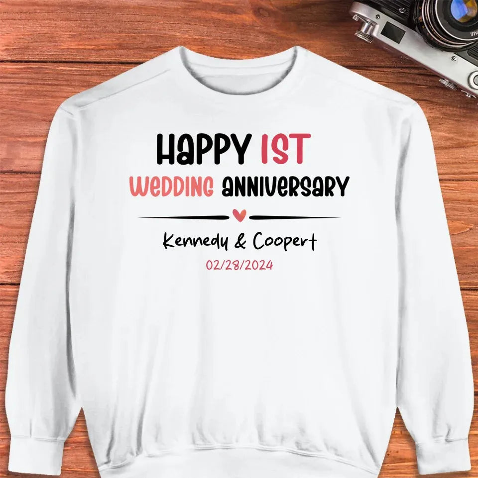 Happy 1st Wedding Anniversary For Lover - Personalized Gifts For Couples - Unisex Sweater