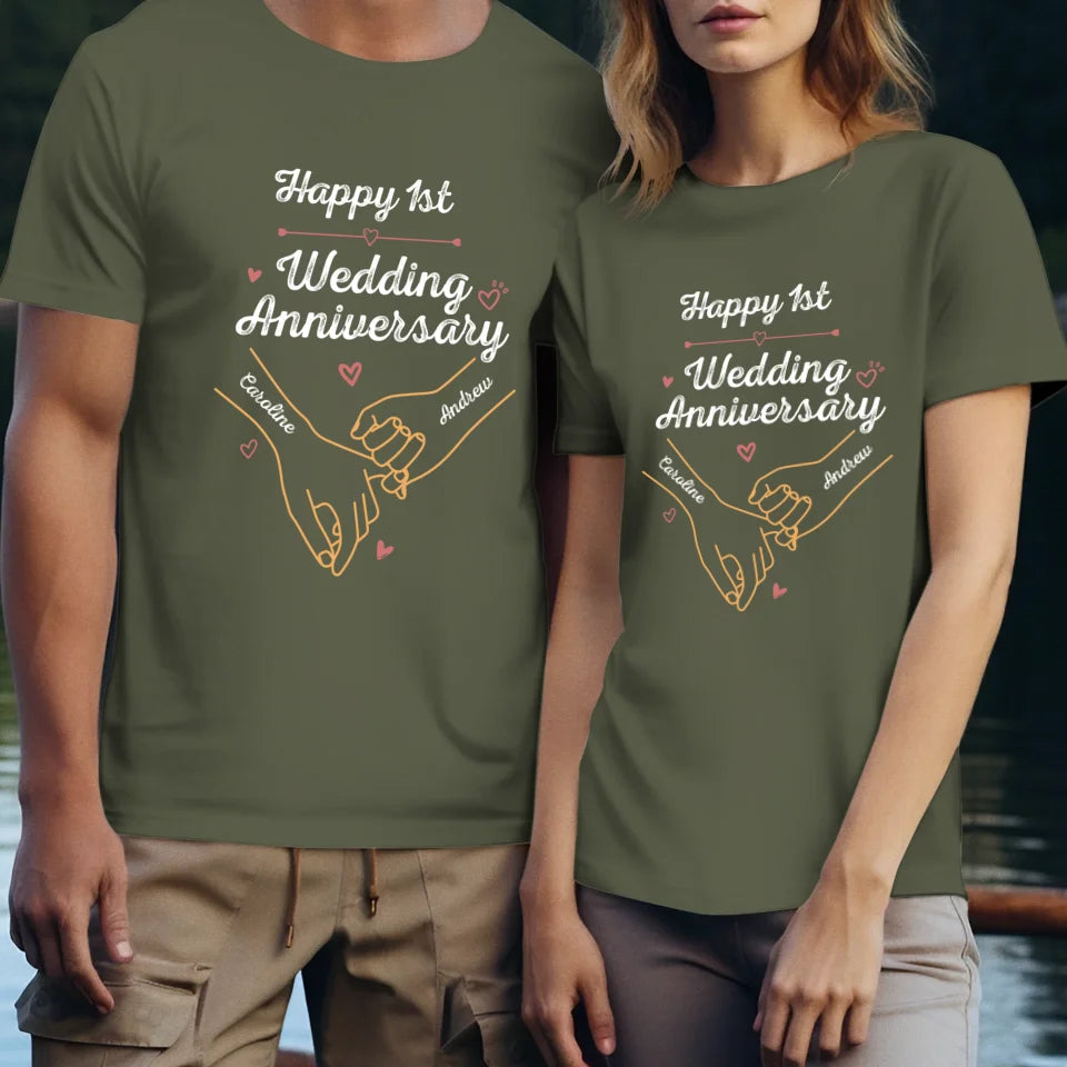 Happy 1st Wedding Anniversary, Old Style - Personalized Gifts For Couples - Unisex T-Shirt