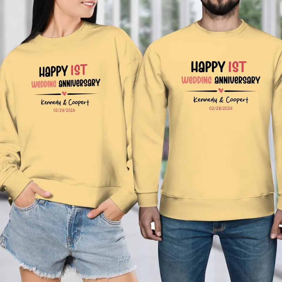 Happy 1st Wedding Anniversary For Lover - Personalized Gifts For Couples - Unisex Sweater