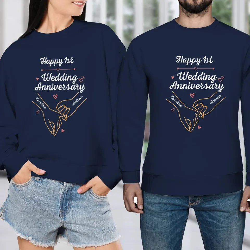 Happy 1st Wedding Anniversary, Old Style - Personalized Gifts For Couples - Unisex Sweater