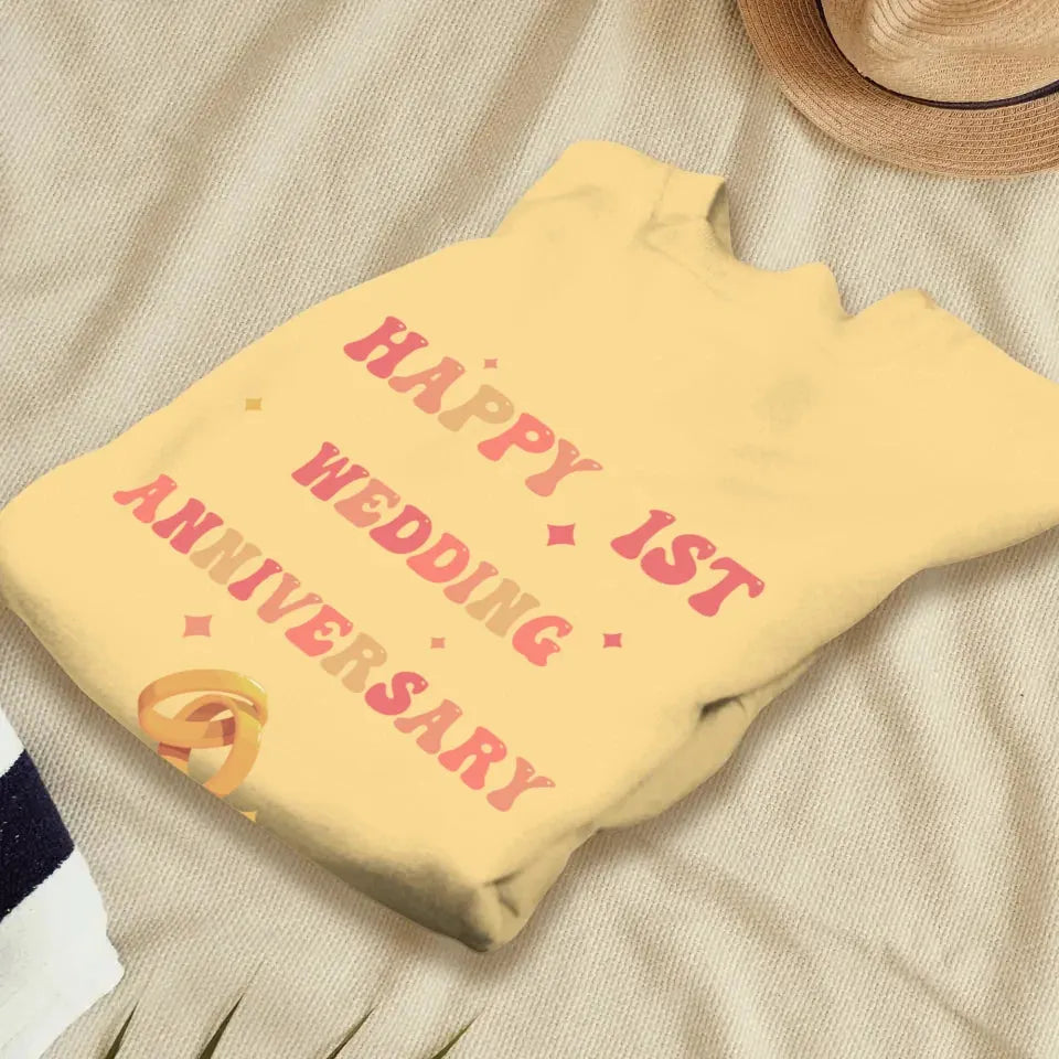 Happy 1st Wedding Anniversary, Vintage Vibe - Personalized Gifts For Couples - Unisex Sweater