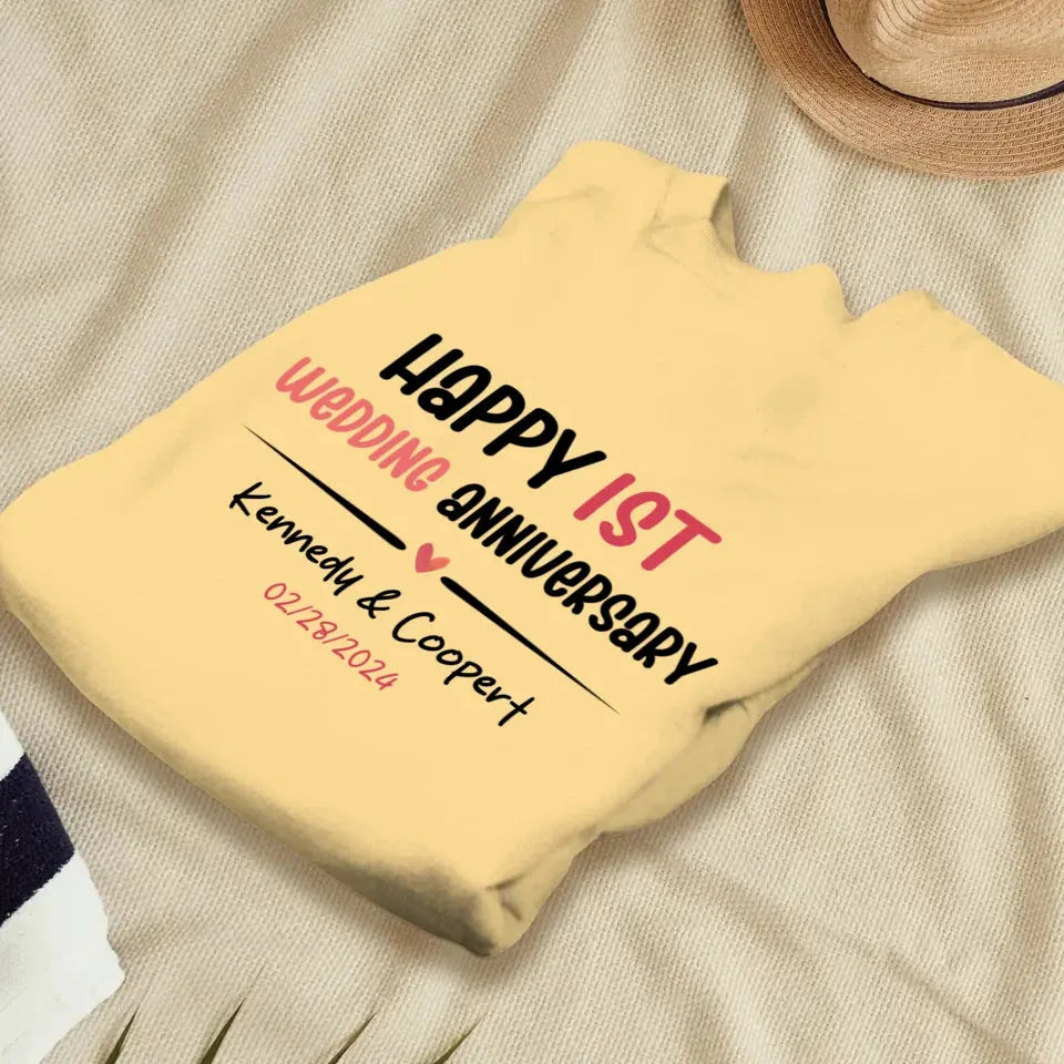 Happy 1st Wedding Anniversary For Lover - Personalized Gifts For Couples - Unisex Sweater