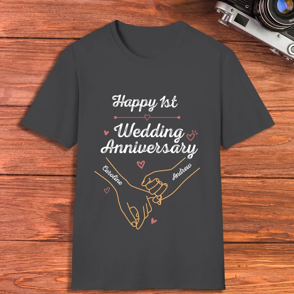 Happy 1st Wedding Anniversary, Old Style - Personalized Gifts For Couples - Unisex T-Shirt