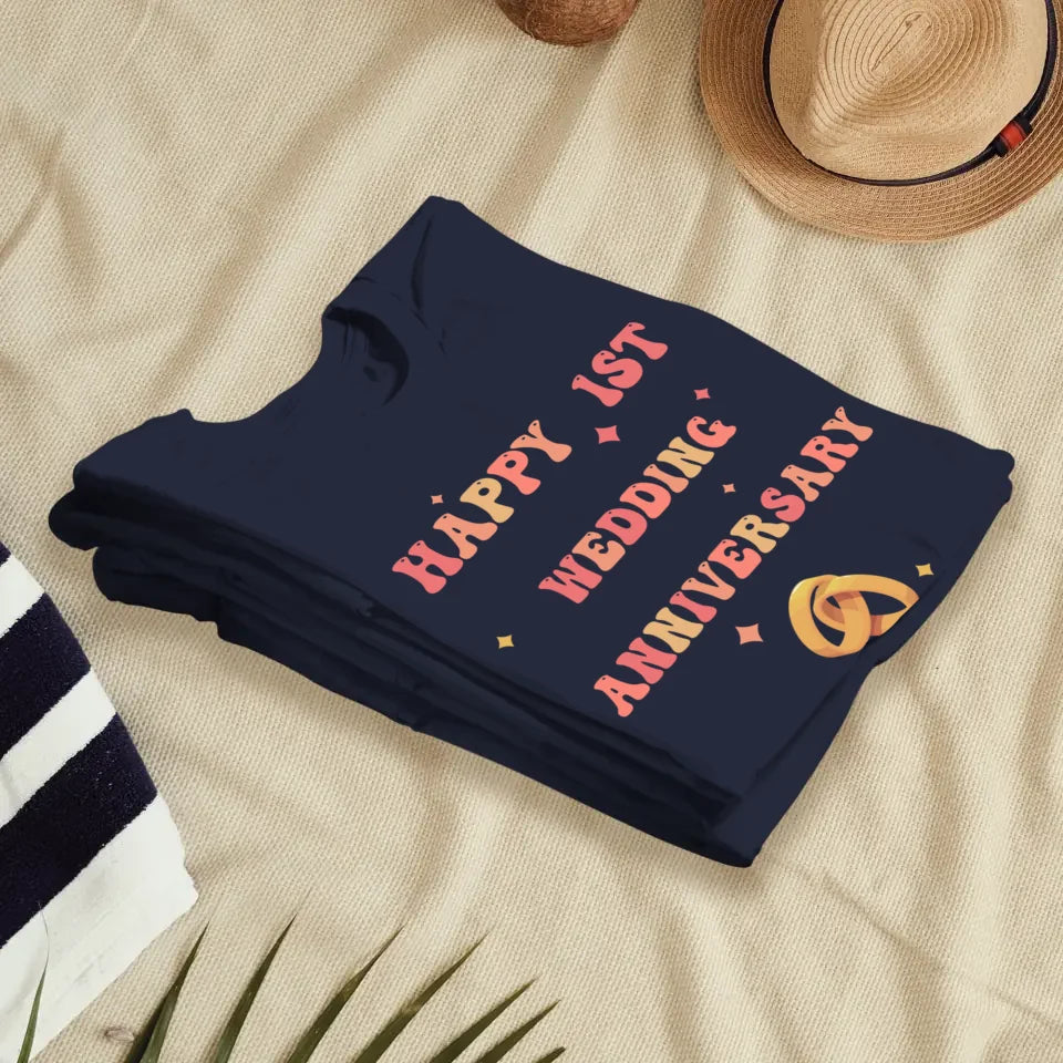 Happy 1st Wedding Anniversary, Vintage Style - Personalized Gifts For Couples - Unisex T-Shirt