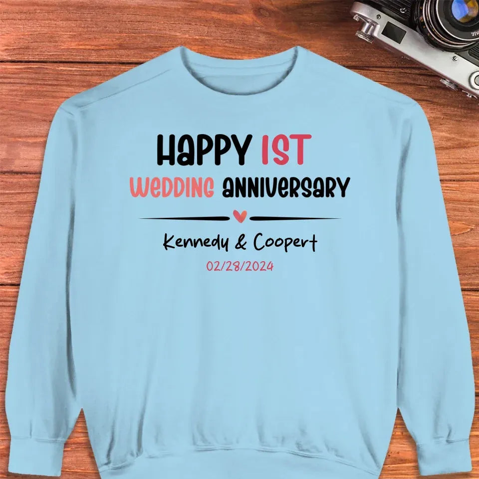 Happy 1st Wedding Anniversary For Lover - Personalized Gifts For Couples - Unisex Sweater